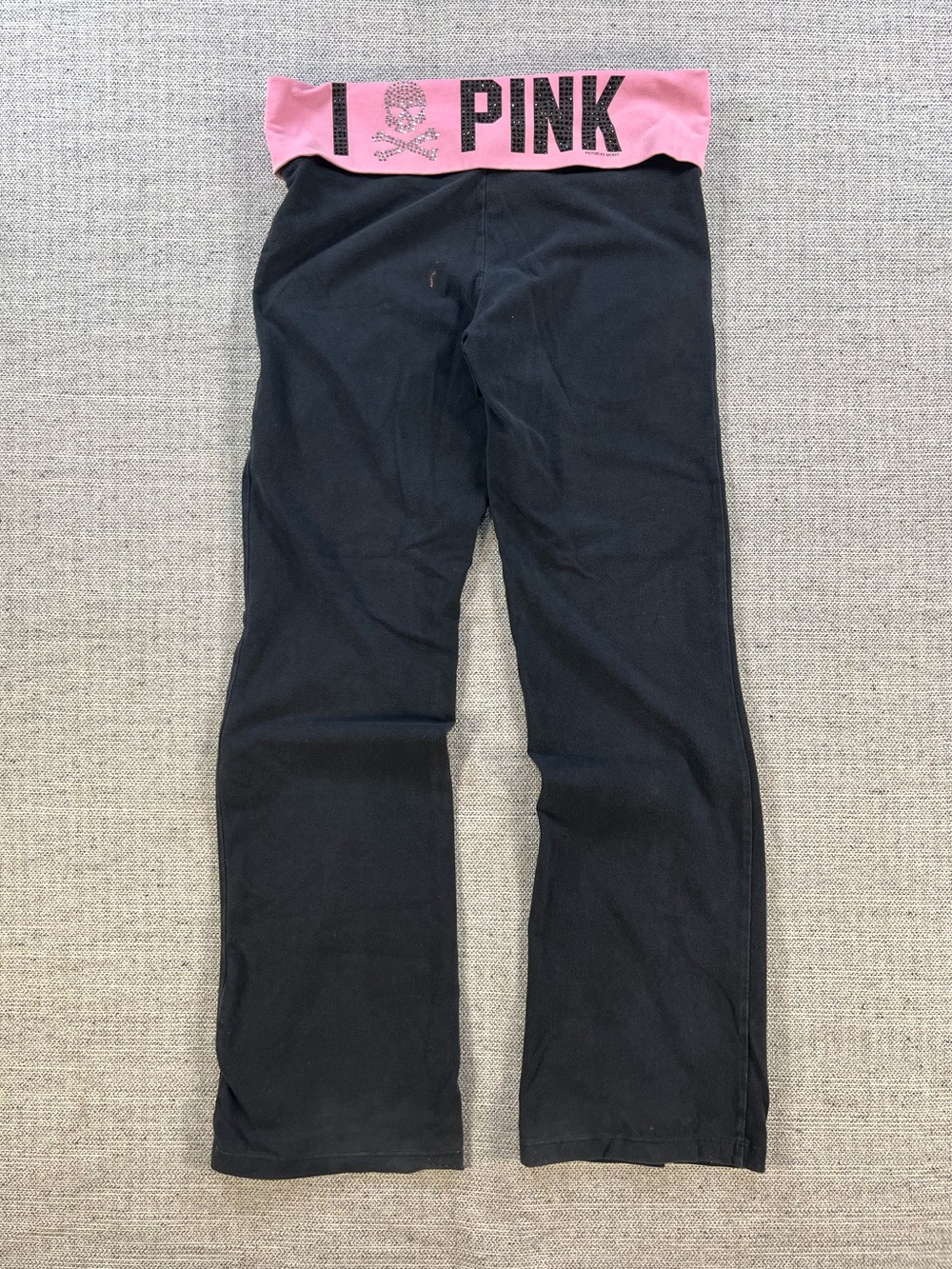 Victoria's Secret PINK Black Leggings with Pink Fold-Over Waist